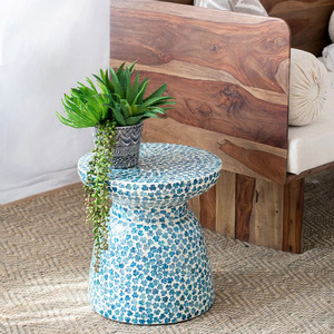 Mesas auxiliares de mosaico con incrustaciones de hueso de Capiz hechas a mano de la mejor calidad para habitaciones - Product Image 5