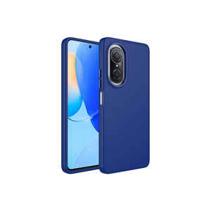 Coque Netzy pour Huawei Nova 9 SE, design créatif, cadre métallique, bouton en silicone TPU souple, bleu marine Safa Luna, anti-traces de doigts - Product Image 1
