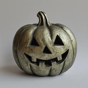Linterna de calabaza de aluminio vintage, detalle artesanal de Pátina verde, diseñada para iluminar la decoración elegante de temporada de Halloween - Product Image 6