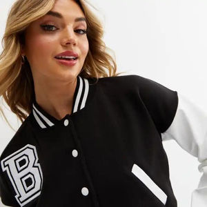 OEM Manufacturer Chenille Embroidery Leather <b>Sleeve</b> Baseball <b>Jackets</b> Wholesales Ladies Fashion Letterman Varsity <b>Jacket</b> - Product Image 4