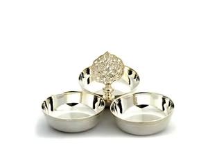 Tazón para servir de chocolate de forma redonda de diseño más popular con 3 cuencos Hoja dorada - Product Image 1