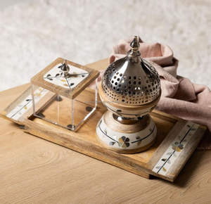 Regalo Madera Madre de Perla Incrustaciones Mubkhar Bakhoor Quemador Bandeja Caja Set Venta caliente en Nigeria por ARTESANÍA DE LUJO - Product Image 1