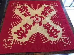 ผ้าห่มผ้าคอตตอนลายพิมพ์เต่าสีแดงงานทำมือดีไซน์ปักลวดลายสวยงาม - Product Image 2