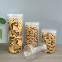 Vietnam pabrik makanan kelas transparan stoples plastik hewan peliharaan 200ml 350ml 500ml untuk biskuit kering permen buah kemasan kue