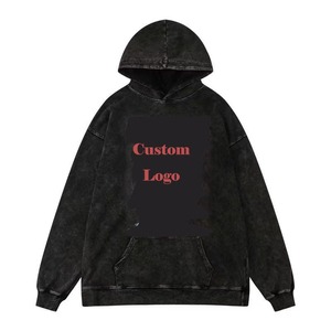 Sudaderas con Capucha de Algodón Premium al por Mayor, Lavado Ácido, Hombros Caídos, Oversize, de Alto Gramaje, con Logotipo Personalizado, Estampado Frontal, Transpirables, de Invierno, Unisex - Product Image 2