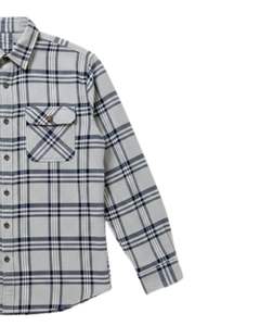 เสื้อเชิ้ตลายสก็อตแขนยาวผู้ชาย กระดุมผ่าหน้า สไตล์ลำลอง ผ้าแฟลนเนล สีเทาอ่อน สีน้ำเงินกรมท่า รับผลิตตามสั่ง ขายส่ง OEM - Product Image 4