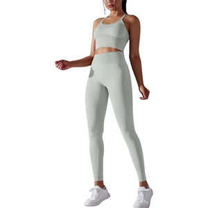 Vêtements de sport à séchage rapide et respirants Ensemble de yoga 2 pièces pour femmes Conception sans couture Vêtements de sport professionnels fabriqués en usine pour femmes - Product Image 5