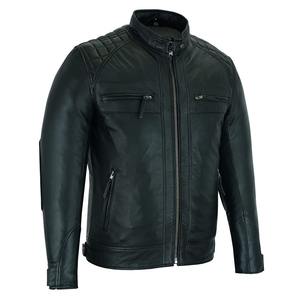 Elegante chaqueta de cuero negro para hombre con diseño ajustado perfecto para salidas casuales y paseos en motocicleta de invierno - Product Image 6