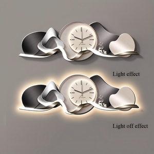 Dipinto Decorativo LED Moderno e Lussuoso con Orologio, in Porcellana e Cristallo, per <span class=keywords><strong>Soggiorno</strong></span> e Sala da Pranzo - Product Image 4