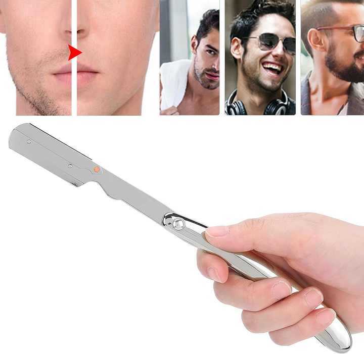 Straight Razor, Stainless Steel Men's Straight Edge Razor Manual Razor for Barber Home and Eco Friendly