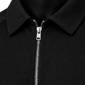 Men's Black Short Sleeve Knitted Polo <b>Shirt</b> With Zipper <b>Collar</b> Casual Solid Color Style - Product Image 5