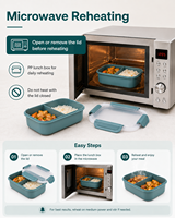 Conteneurs de préparation de repas en plastique monocouche de 970 ml, vente en gros OEM, avec plateau à 2 compartiments et couvercle ventilé pour réchauffage au micro-ondes