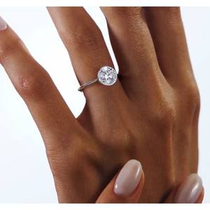 Anillo solitario de diamante de corte redondo de oro macizo de 10K, anillo de boda o compromiso de diamante cultivado en laboratorio, símbolo de amor - Product Image 5