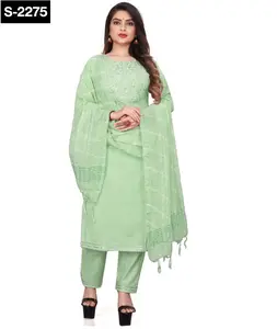 Indian and Pakistani Style Ready Made Magic Cotton with Embroidery Work Kurtis and Plus Size Available for Casual Wear for women