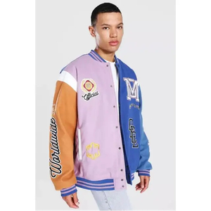 Custom Logo Giacca Baseball 100% Wool Quick Dry Breathable Animal Print <b>Summer</b> Couple College <b>Men's</b> Letterman <b>Jacket</b> - Product Image 1