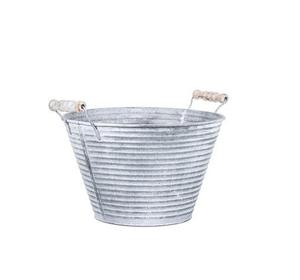 Jardinière galvanisée unique avec manche en bois pour la décoration du patio, du balcon et de l'arrière-cour - Product Image 1