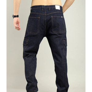 กางเกงยีนส์ทรงตรงสำหรับผู้ชายทรงหลวมทรงหลวมกระเป๋าฟอกสีเข้มมีหลายกระเป๋าผ้ายีนส์ทรงตรงพอดีตัวสินค้ามาใหม่ - Product Image 6