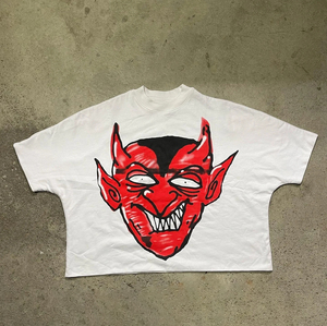 Camisetas recortadas cuadradas de alta calidad para hombre 100% algodón diseño gráfico Streetwear estilo media manga algodón pesado Serigrafía - Product Image 3