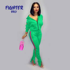 Trajes de jogging para mujer Slim Fit Algodón Sin marca Crop Top Etiqueta privada Mujeres 2 piezas Tech Fleece Chándal Set - Product Image 4