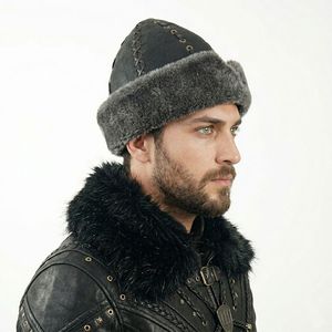 Chapeau en fourrure respirant d'extérieur rayé de haute qualité en similicuir Shark Anatolia, style Ottoman Kayi Ertugrul Dirilis IYI / Bork - Product Image 2