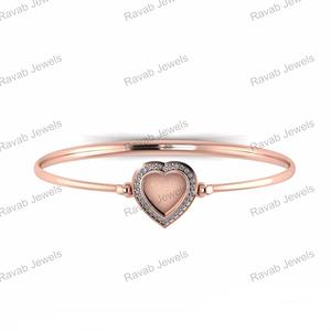 Joyería de recuerdo de buena calidad, corazón de leche materna, 10*10mm, estilo romántico, montaje Semi personalizado sin piedra, brazalete de plata sólida para mujer - Product Image 6