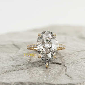 แหวนเพชรรูปลูกแพร์สีทอง18K แหวนหมั้นแหวนเพชรวงแหวนสุดหรู - Product Image 3
