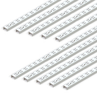 Emuca España Modelo 7907912 Juego de 10 Estantes de Exhibición de Pared de Acero Jagmet, Doble Ranura, Paso de 32 mm, Longitud de 951 mm, Pintado en Blanco