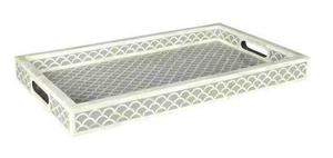 ถาดเสิร์ฟลายฉลุกระดูกสุดหรู งานฝีมือ ถาดไม้สุดหรูสำหรับใช้ในบ้าน สำนักงาน และเป็นของขวัญ ถาดเสิร์ฟลายฉลุกระดูกทำมือ - Product Image 4