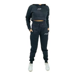 Women Hoodie And Short Embroidery Logo Design <b>On</b> Women <b>Set</b> OEM Service ODM Design Autumn Season Hoodie And Short - Product Image 5