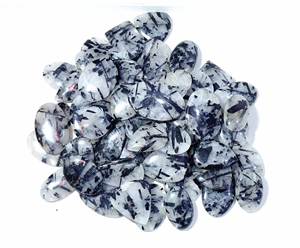 Belle pierre précieuse de quartz en vrac rutile noir naturel Cabochon en gros pour la fabrication de bijoux - Product Image 2