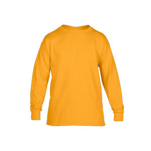 Alta calidad liso manga larga ajuste Regular algodón sensación transpirable antiarrugas cuello redondo Unisex ropa para jóvenes camisetas - Product Image 4