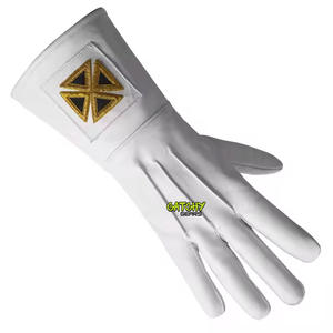Guantes blancos con bordado masónico personalizado Guante de masón de algodón Guantes masónicos blancos con logotipo de Arco Real de alta calidad - Product Image 3