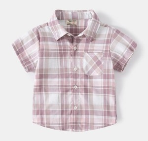 Camisa de manga corta a cuadros suave informal para niños para ropa de verano para niños Dropship - Product Image 3