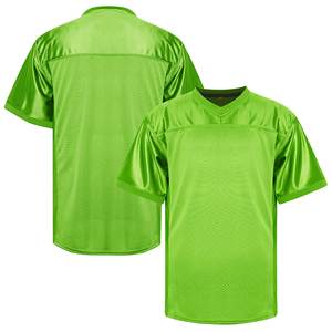 Custom <b>Neon</b> Green Mesh Football Practice Jersey Breathable V Neck Lightweight Training Shirt For <b>Men</b> Women Team Sportswear - Product Image 3