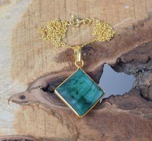 Joyería de piedras preciosas Esmeralda para mujer, colgante de estilo bohemio de plata, joyería de plata de ley 925, colgante hecho a mano de tendencia, Regalo para mamá - Product Image 4