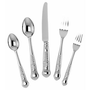 Juego de cubiertos de 5 piezas de acero inoxidable, cuchara, cuchillo, tenedor, diseño moderno plateado, cubiertos duraderos para regalos de negocios, uso doméstico - Product Image 1