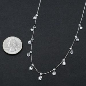 Collier en argent sterling 925 percé flottant blanc diamant rose coupe poire Briolette perle réglable lien chaîne certificat IGI - Product Image 3