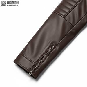 Chaqueta de cuero con cremallera personalizada de alta calidad para hombre, bombardero de invierno de talla grande con decoración bordada, bombardero de suministro directo al por mayor - Product Image 4