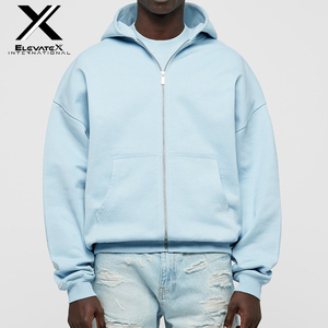 เสื้อฮู้ดซิปผู้ชายสีฟ้าอ่อนทรงโอเวอร์ไซส์ ยี่ห้อ ELEVATEX INTERNATIONAL สีพื้น สวมใส่สบายๆ สำหรับฤดูใบไม้ร่วง - Product Image 1