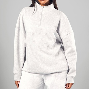 Suéteres con Logotipo Personalizado al por Mayor, Suéteres de Algodón para Mujer, Suéteres Holgados de Cuello Redondo y Manga Larga en Color Sólido - Product Image 2