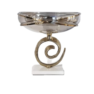 Bol de service en verre au design moderne avec combinaison de métal pour décor de table d'hôtel/de restaurant à domicile pendant le Ramadan Diwali - Product Image 5