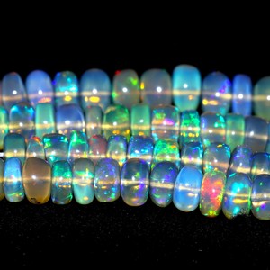 Opale éthiopienne naturelle lisse Rondelle perles de pierres précieuses pour la fabrication de bijoux 4-6mm opale de haute qualité au prix de gros en vrac 16" - Product Image 5