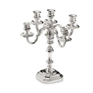 Candelabre sur pied personnalisé à 5 bras en métal/cristal, finition argentée, pour la décoration de la maison, des mariages et de Noël - Product Image 2