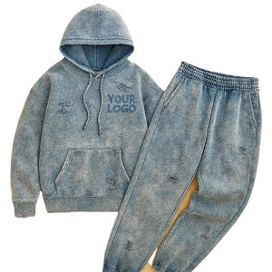 Chándal Vintage personalizado de alta calidad, conjunto de chándal, pantalones de chándal con capucha lavados con ácido desteñidos al sol, estampado transpirable de lana XL Unisex - Product Image 6