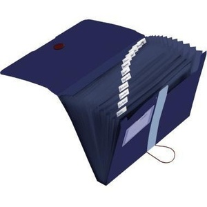 Herlitz Green Expanding File with Business Card Holder-12 Compartments Dark Blue 80% Recycled DIN <b>A4</b> - Product Image 1