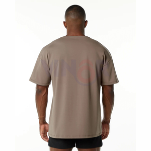 Camiseta de ajuste cuadrado de gran tamaño de calidad premium, hombro caído, cuello simulado, diseño personalizado, tela de punto largo, patrón estampado ligero - Product Image 6