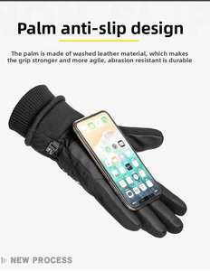 Gants de ski d'hiver chauds, imperméables, isolés, doublure en polaire douce, utilisation en extérieur pour le froid, adhérence - Product Image 4