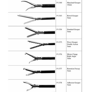 Fórceps de agarre de cocodrilo con mordazas de doble acción 5mm X 45cm Fuente de alimentación manual para cirugía endoscópica o enseñanza - Product Image 1