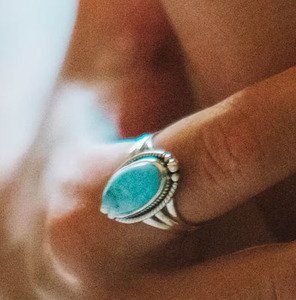 Anillo de plata esterlina 925 sólido turquesa vintage cabujón ovalado de moda estilo clásico joyería fina oxidada regalos para bodas y fiestas - Product Image 3