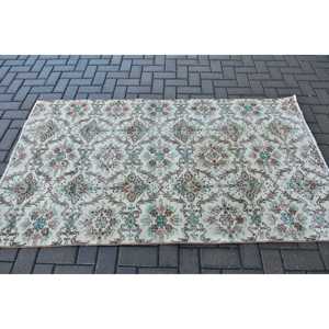 Vintage 3.8x6.6 ft Rug, Turkish Area Rug, <b>Brown</b> Ikat Rug - Product Image 3